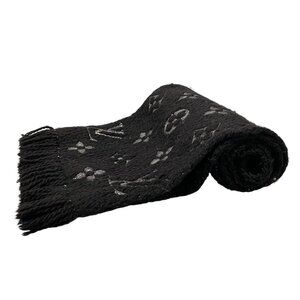LOUIS VUITTON Echarpe Logomania Shine  Noir IS0198 Scarf 468-090225